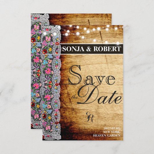 Save the Date - Ungarische Kalocsai-Karte (Vorne/Hinten)