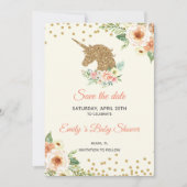 Save the Date Unicorn Glitzer Peach Gold (Vorderseite)