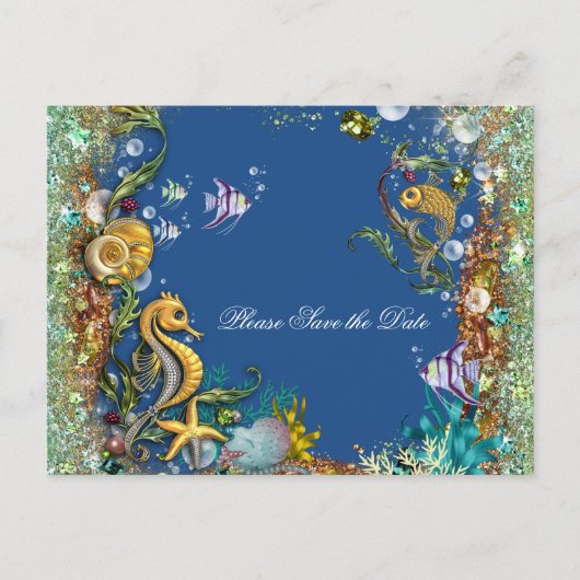 Save the Date unter dem Meer Ankündigungspostkarte (Vorderseite)