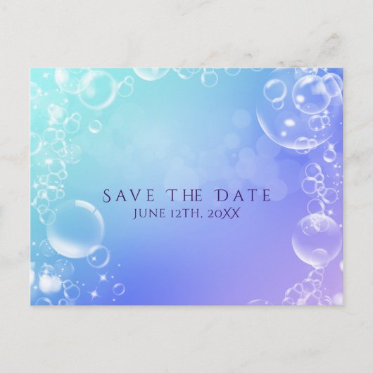 Save the Date unter dem Meer verzauberte Blasen Ankündigungspostkarte (Vorderseite)