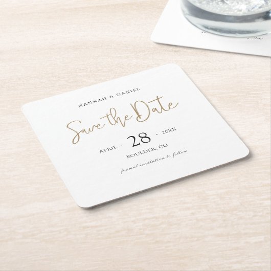 Save the Date Untersetzer mit moderner Typografie (angewinkelt)