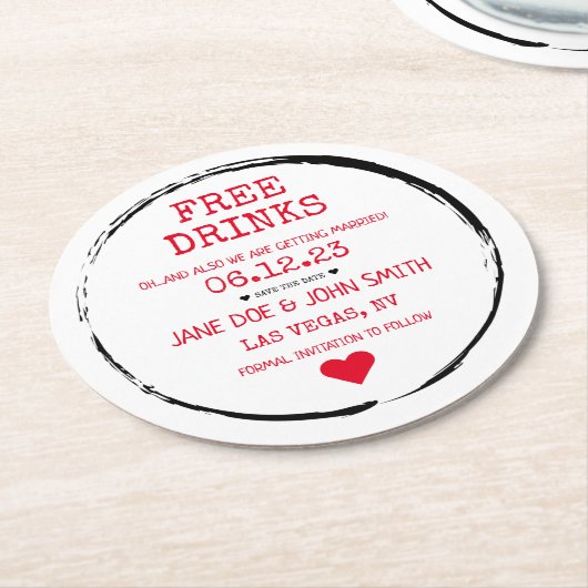 Save the Date Untersetzer (rot) (Angewinkelt)