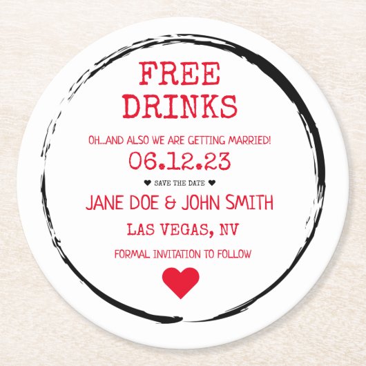 Save the Date Untersetzer (rot) (Vorderseite)