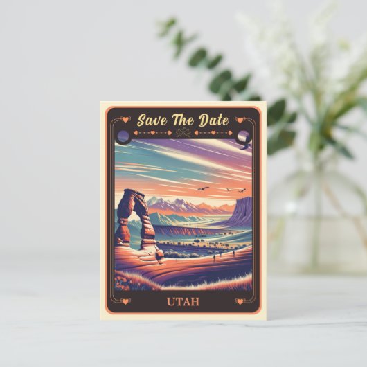 Save The Date | Utah Einladung Postkarte (Stehend Vorderseite)