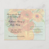 Save the Date, van Gogh Sonnenblumen Ankündigungspostkarte (Rückseite)