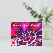 Save the Date Vegas Casino Hochzeit Lila Leidensch Ankündigungspostkarte (Stehend Vorderseite)