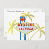 Save the Date Vegas Wedding Sign Ankündigungspostkarte (Vorne/Hinten)