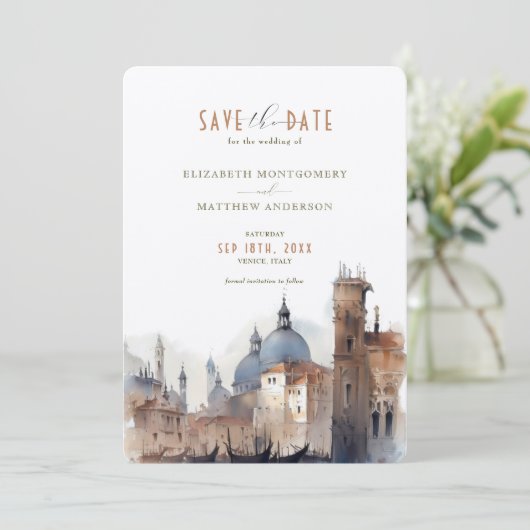 Save the Date Venedig Basilica di Lugano Einladung (Stehend Vorderseite)