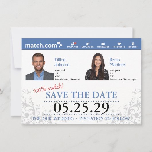 Save the Date verabredet Profil Einladung (Vorderseite)