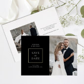 Save the Date vereinfachtes Schwarz-weißes Foto Folieneinladung