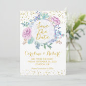 Save the Date vergoldeter Glitzer Blumenkohl (Stehend Vorderseite)