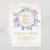 Save the Date vergoldeter Glitzer Blumenkohl (Vorne/Hinten)