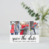 SAVE THE DATE VERLOBUNG 3 FOTO POSTKARTE (Stehend Vorderseite)