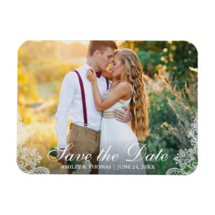 Save the Date Verlobung Couple Foto Lace Magnet
