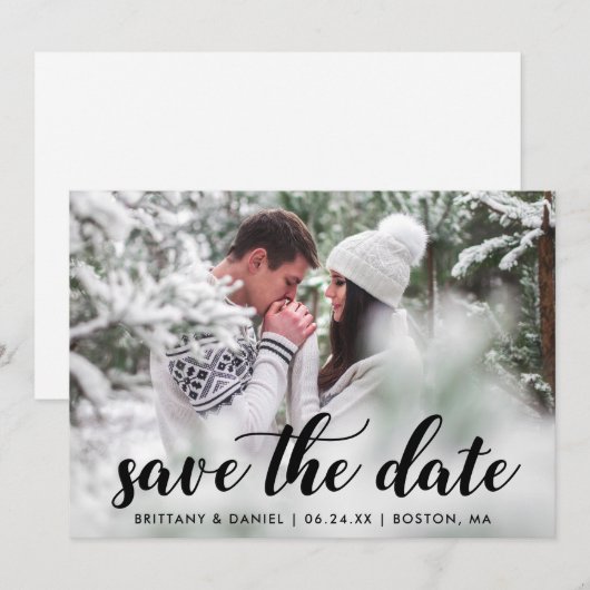 Save the Date Verlobung Foto Modernes Skript B (Vorne/Hinten)