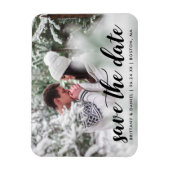 Save the Date Verlobung Foto Modernes Skript B Magnet (Vertikal)