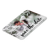 Save the Date Verlobung Foto Modernes Skript B Magnet (Linke Seite)