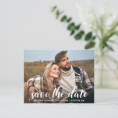 Save the Date Verlobung Foto Modernes Skript Postkarte (Stehend Vorderseite)