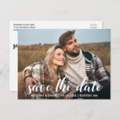 Save the Date Verlobung Foto Modernes Skript Postkarte (Vorne/Hinten)