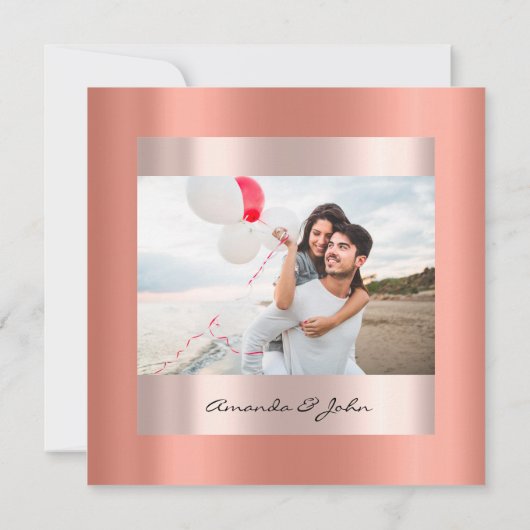 Save the Date Verlobung Rose Coral Bridal Foto Einladung (Rückseite)