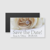 Save the Date Verlobungsring und -Rose Magnetkarte (Vorne/Hinten)