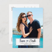 Save the Date Vertikales Foto ausschneiden Ankündigungspostkarte (Vorne/Hinten)