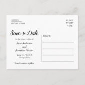 Save the Date Vertikales Foto ausschneiden Ankündigungspostkarte (Rückseite)