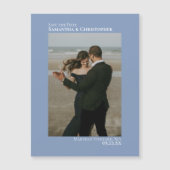 Save the Date Vertikales Foto Dusty Blue Magnet (Vorderseite)