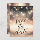 Save the Date verzauberte Sky Tree Glow Stars Ankündigungspostkarte (Vorne/Hinten)