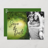 Save the Date verzaubertes Forest Verlobung Foto Postkarte (Vorne/Hinten)
