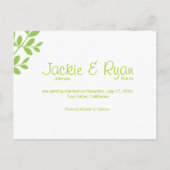 Save the Date Verzweigung der grünen Linse der Pos Ankündigungspostkarte (Rückseite)