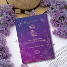 Save the Date Vibrana Magenta Lila gesäumte Blüte