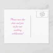 Save the Date viktorianische Rosa und Gelbe Rosen Ankündigungspostkarte (Rückseite)