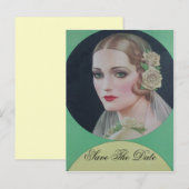 Save the Date Vintag Bride Ankündigungspostkarte (Vorne/Hinten)