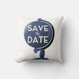 Save the Date Vintag Globe Kissen