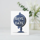 Save the Date Vintag Globe Postkarte (Stehend Vorderseite)