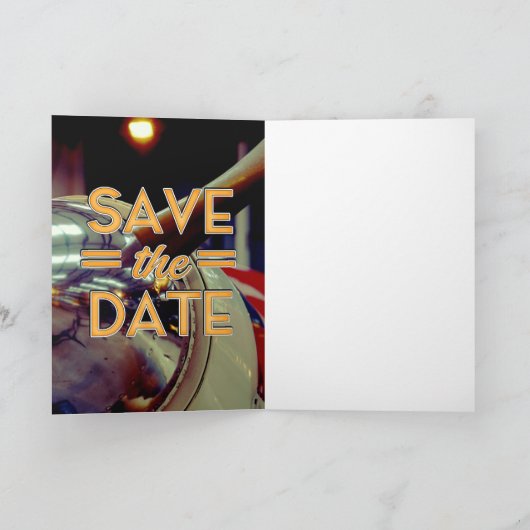 Save the Date Vintag-Prop-Flugzeug (Innenseite)