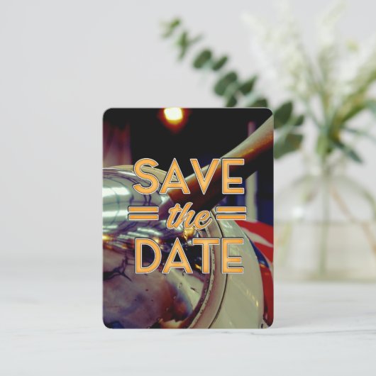 Save the Date Vintag-Prop-Flugzeug (Stehend Vorderseite)