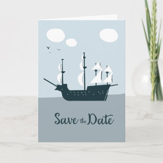 Save the Date Vintag Segelschiff (Vorderseite)