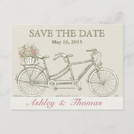 Save the Date Vintag Tandem Fahrrad Ankündigungspostkarte