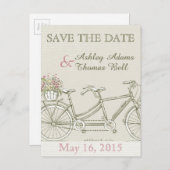 Save the Date Vintag Tandem Fahrrad Ankündigungspostkarte (Vorne/Hinten)