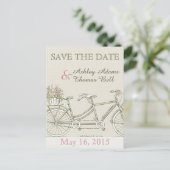 Save the Date Vintag Tandem Fahrrad Ankündigungspostkarte (Stehend Vorderseite)