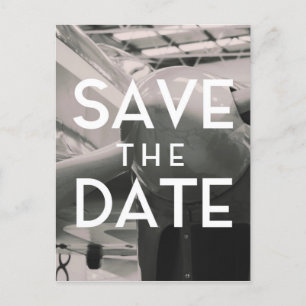 Save the Date Vintage Aircraft Hanger Postkarte