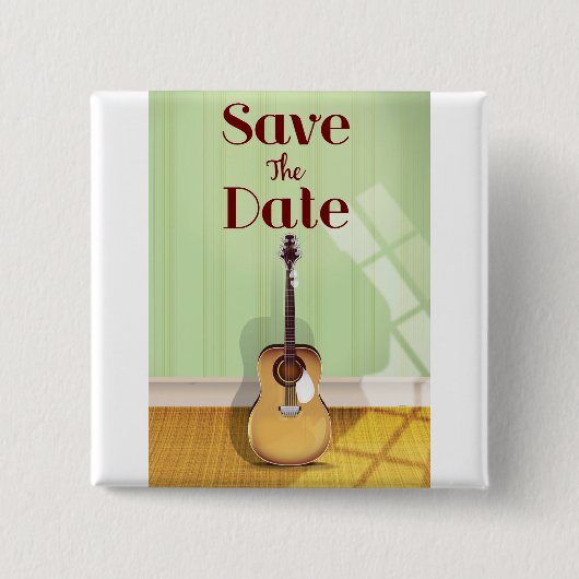 Save the Date Vintage akustische Gitarre Button (Vorderseite)