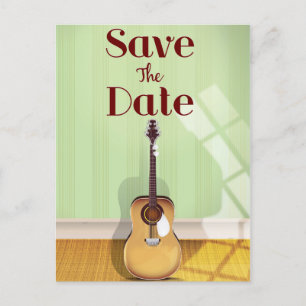 Save the Date Vintage akustische Gitarre Postkarte