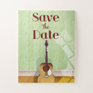 Save the Date Vintage akustische Gitarre Puzzle