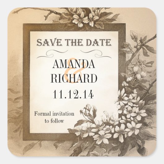 Save the Date Vintage Aufkleber (Vorderseite)