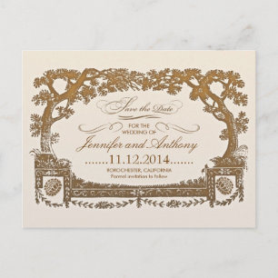 Save the Date Vintage Baumstammkarten Ankündigungspostkarte