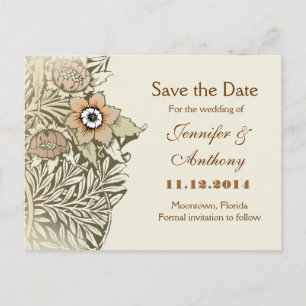 Save the Date Vintage Blume Postkarte