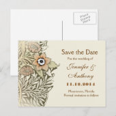Save the Date Vintage Blume Postkarte (Vorne/Hinten)